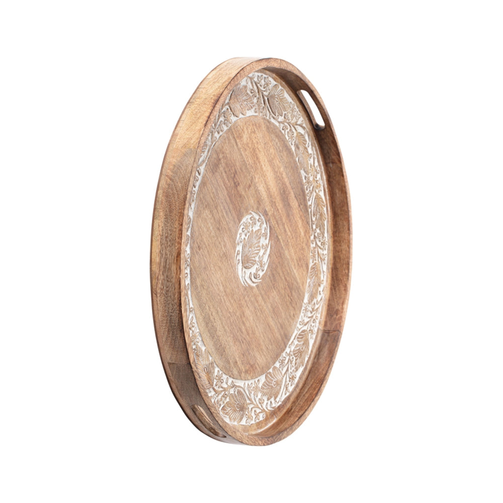 Handcrafted Mangowood Round Table Wall Hanging Tray 60cm - Image 2