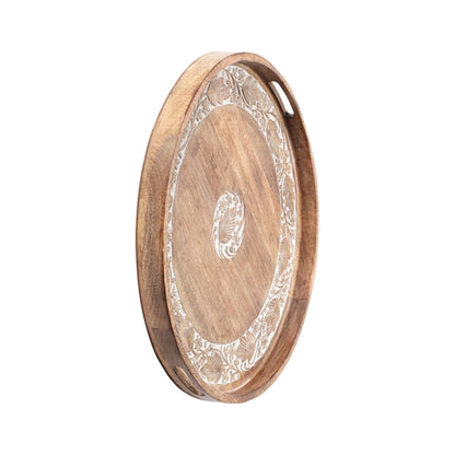 Handcrafted Mangowood Round Table Wall Hanging Tray 60cm - Image 2