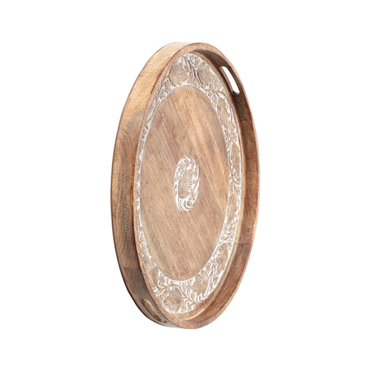 Handcrafted Mangowood Round Table Wall Hanging Tray 60cm - Image 2