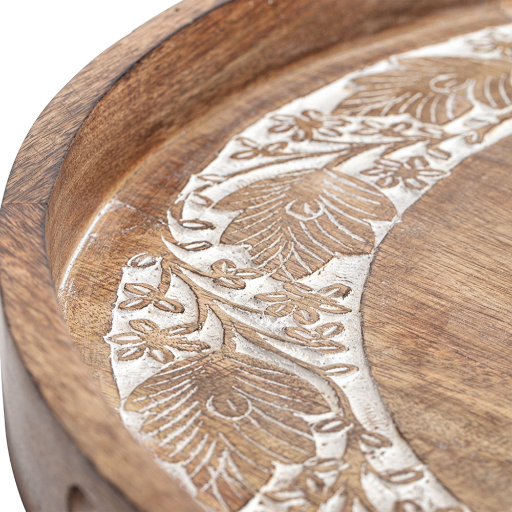 Handcrafted Mangowood Round Table Wall Hanging Tray 60cm - Image 4