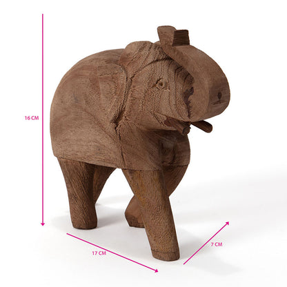 Cracked Finish Mango Wood Elephant 18cm