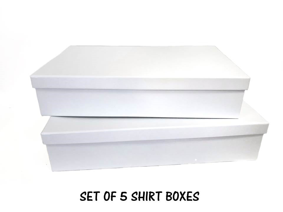 Bulk 6 White Rectangle Shirt Box 34x22x7.5cm Set Of 5