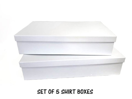 Bulk 6 White Rectangle Shirt Box 34x22x7.5cm Set Of 5