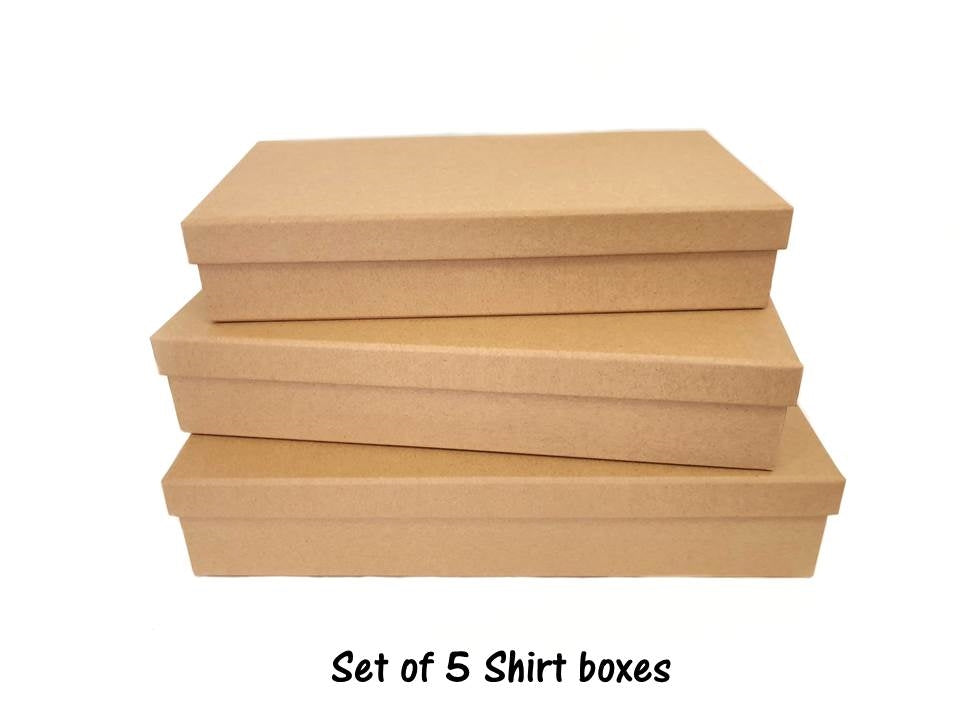 Bulk 6 Brown Paper Rectangle Shirt Box 34x22x7.5cm Set Of 5