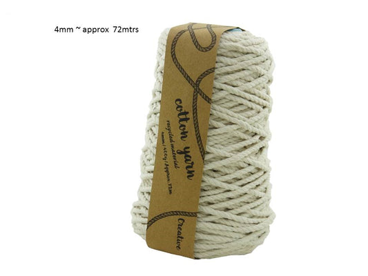 bulk 12 Macrame Cotton Yarn 72mtrs 4mm 400G Natural