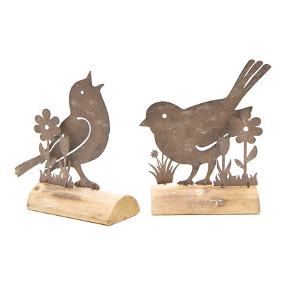 Set 2 Asst Garden Birds on Base 14cm