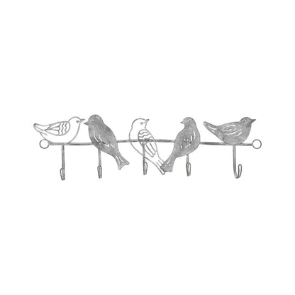 Bird Family 5 Hook Wire Wall hanging 32cm