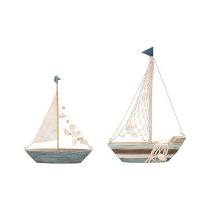 Set 2 Asst Boats w Shells Ornament 31cm