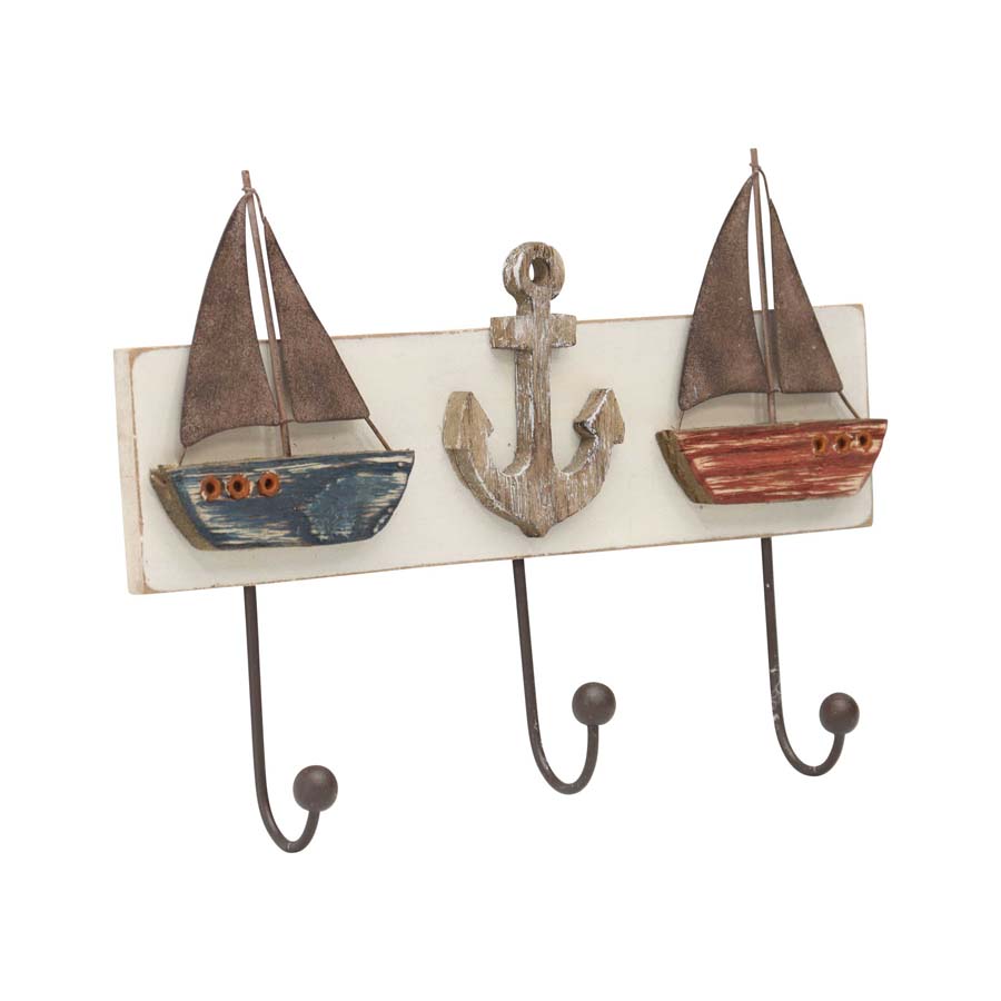 Boat & Anchor 3 Hook Wall Hanging 28x4cm - Image 2