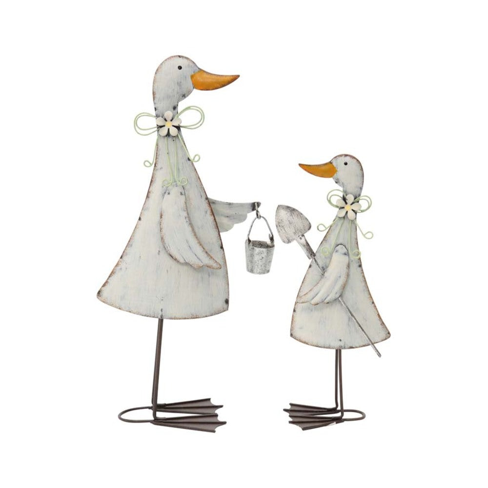 Set 2 Asst Gardening Metal Ducks Statue 28cm - Image 2