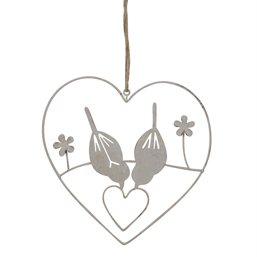 Hanging Lovebirds in Heart 15cm - Image 2