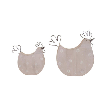 Set 2 Mum & Child Pastel & Rust Chooks 17cm