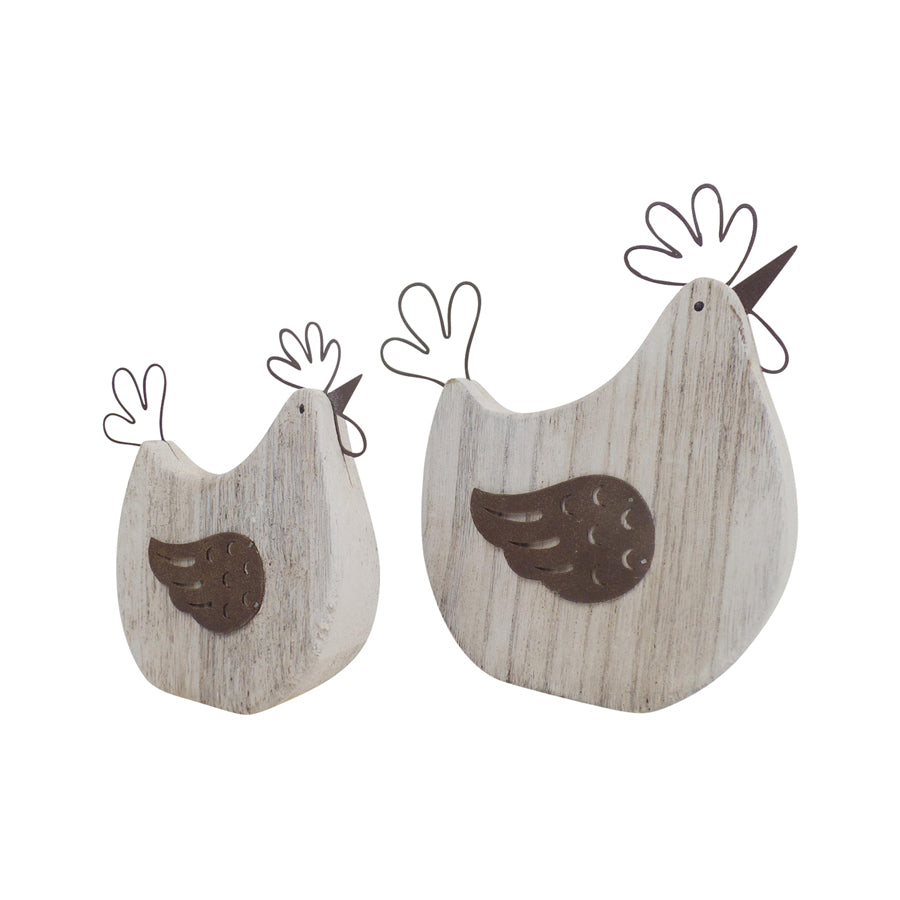 Set 2 Mum & Child French Country Chooks 17cm