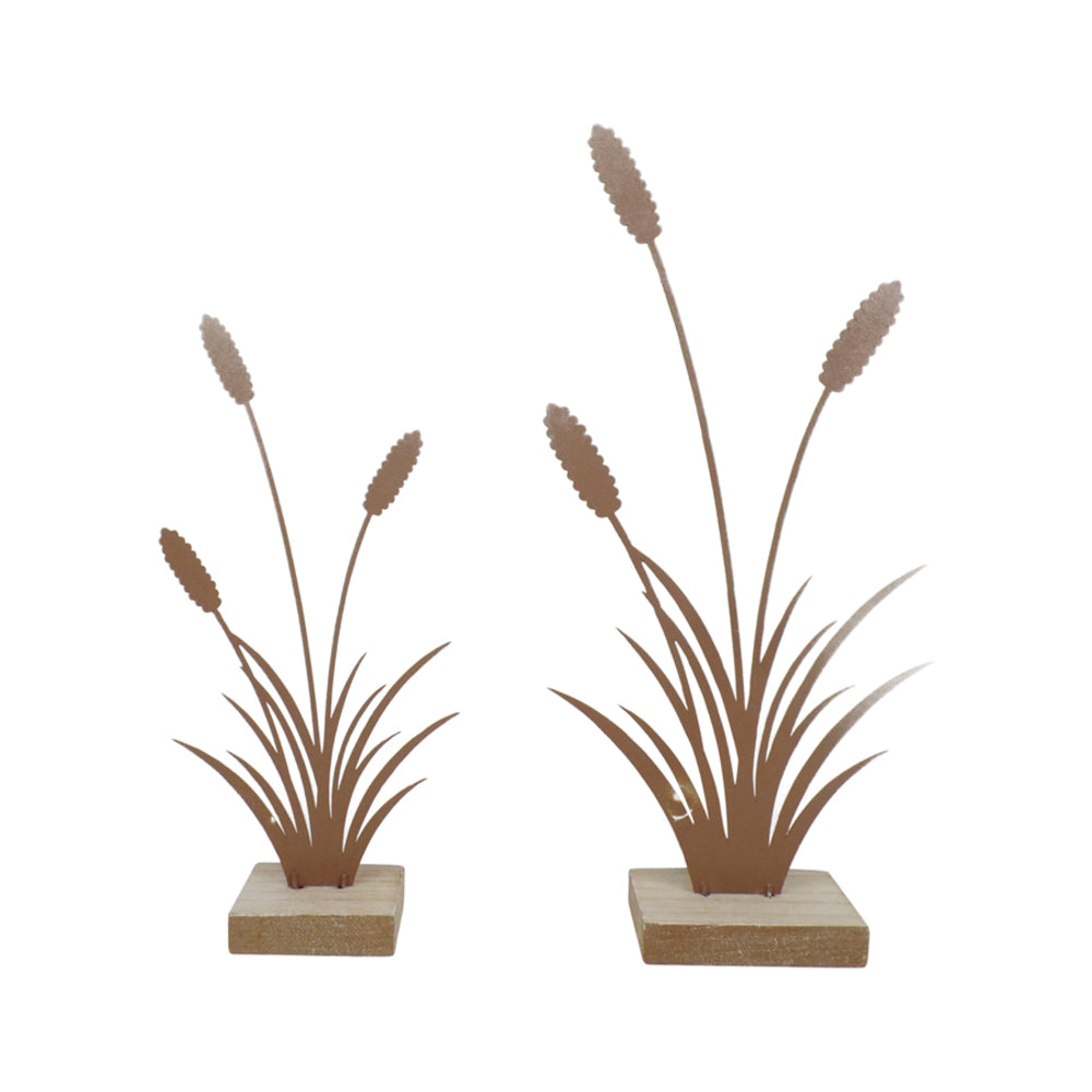 Set 2 Asst Size Bulrushes on Base Ornament 30cm