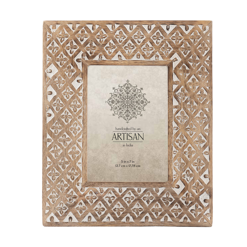 Handcrafted 5x7in 'Diamond Flower' Photoframe 29cm