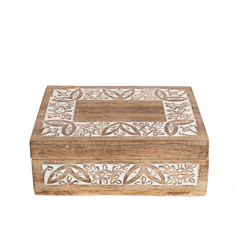 Hancrafted Carved Rectangular Box 22cm