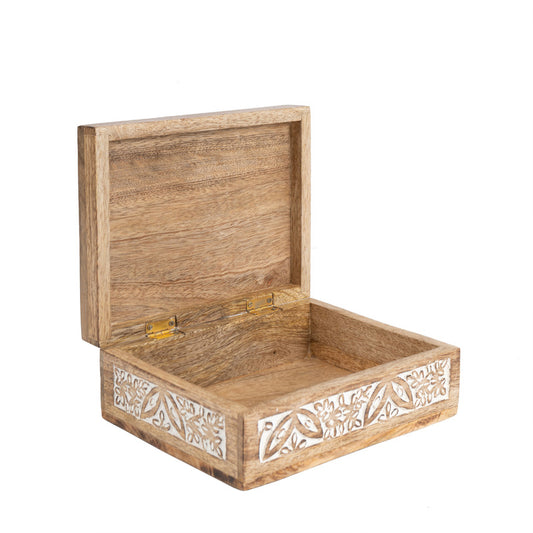 Hancrafted Carved Rectangular Box 22cm - Image 2