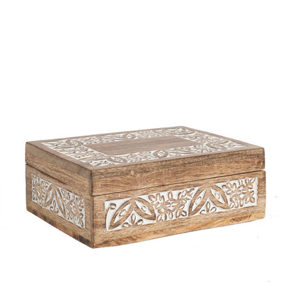 Hancrafted Carved Rectangular Box 22cm - Image 4