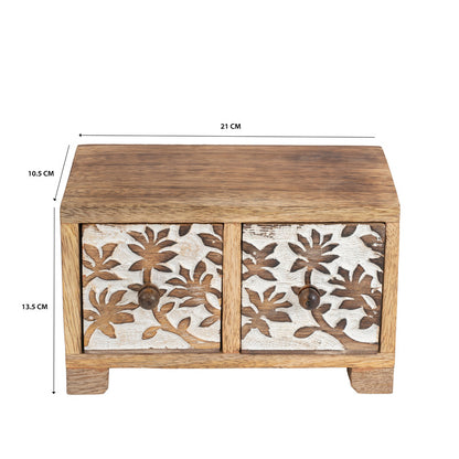 Handcrafted Carved 2 Drawer Box 21cm - Image 5