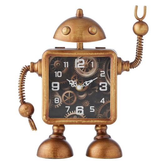 Copper Robot Table Clock 28cm