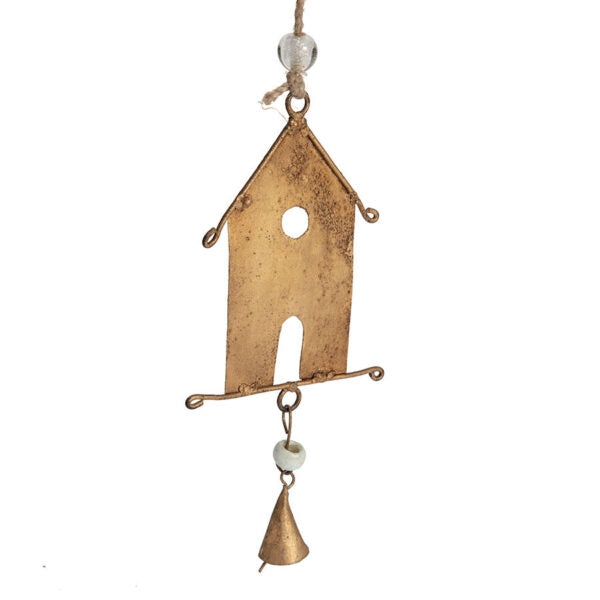 Handcrafted Houses w Bells Hanging Mobile 145cm - Image 2