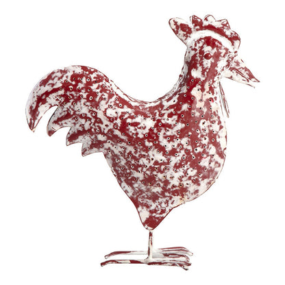 Set 2 Assorted Handcrafted Distressed Red Rooster & Chook 33cm - Image 3