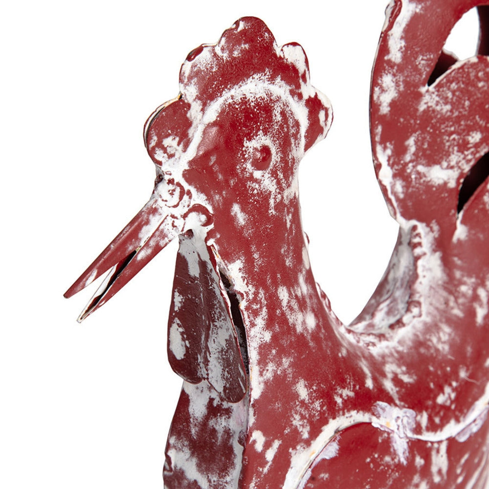 Set 2 Assorted Handcrafted Distressed Red Rooster & Chook 33cm - Image 5