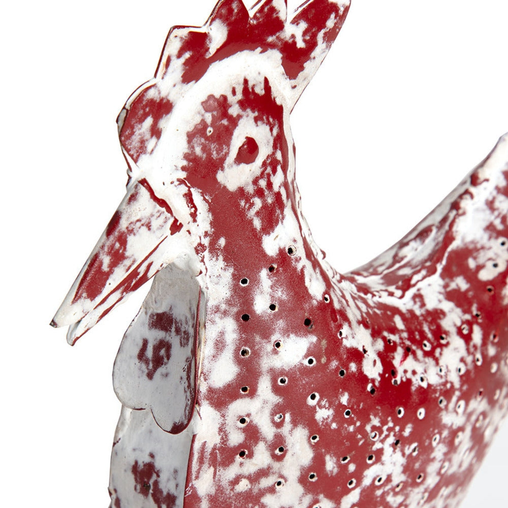 Set 2 Assorted Handcrafted Distressed Red Rooster & Chook 33cm - Image 2