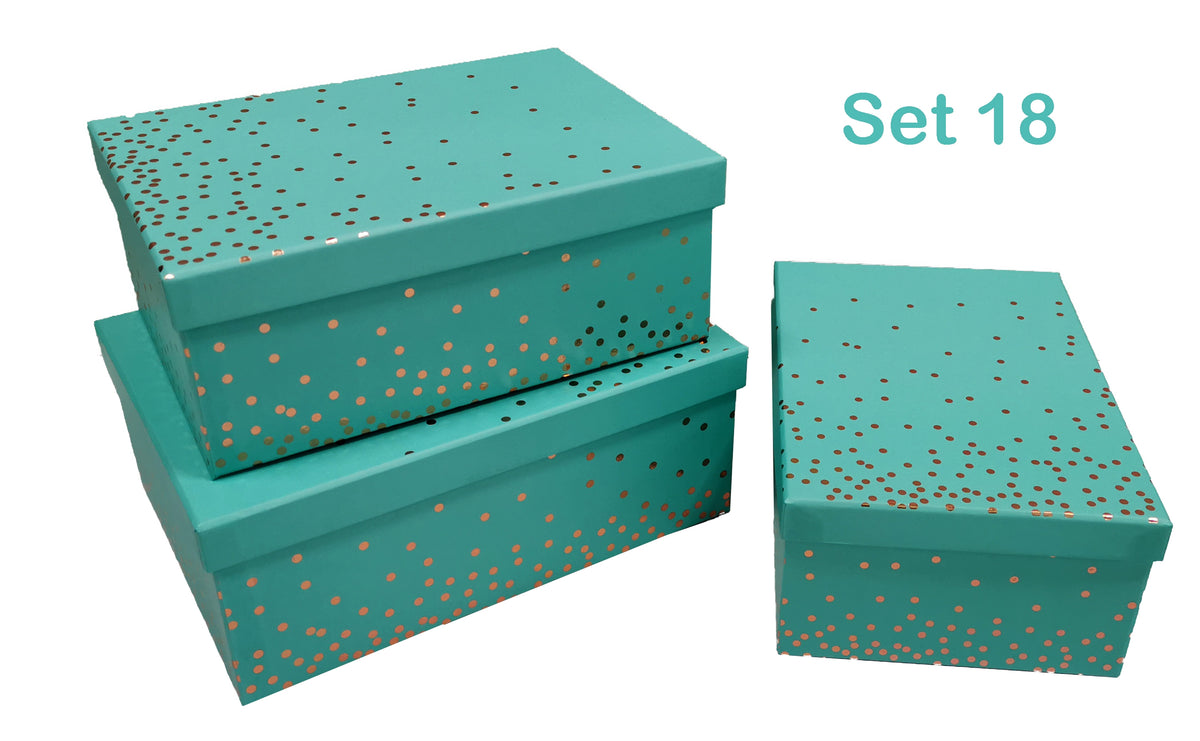 Bulk 2 Tiffany Green Gift Box Foiled Confetti set18 43x34x16cm
