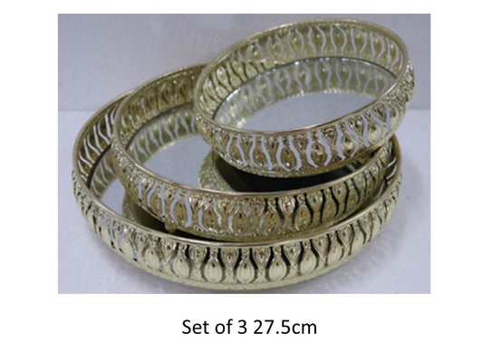 Set 3 Mirror Metal Tray 34cm
