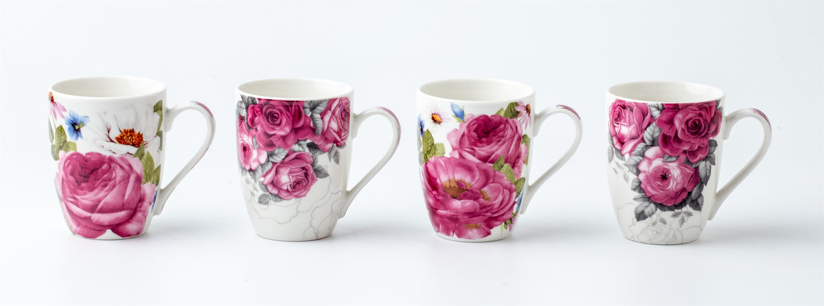 Bulk 24 Garden Blooms Mug New Bone China 340mls Asst Des