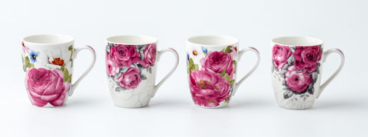 Bulk 24 Garden Blooms Mug New Bone China 340mls Asst Des