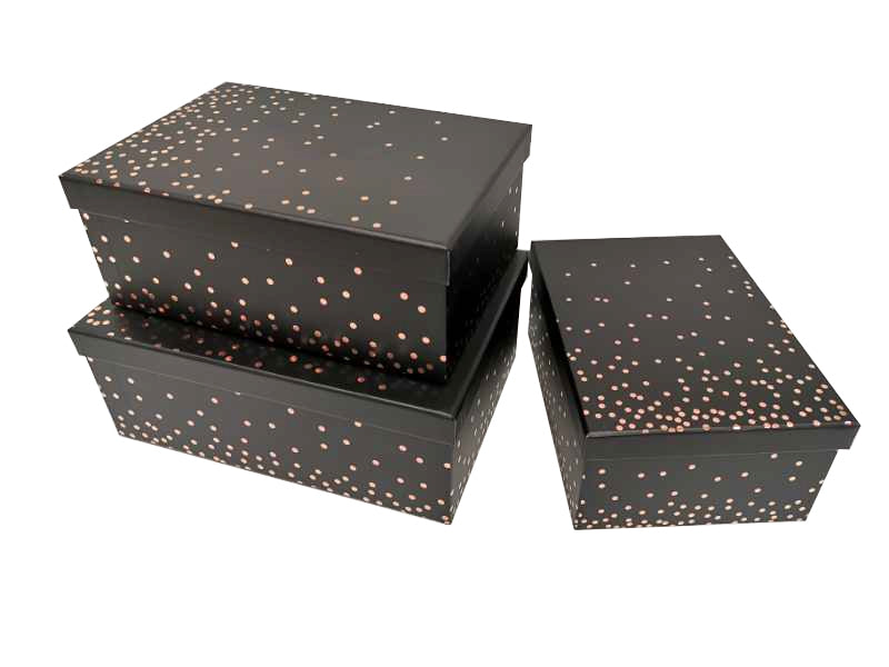 Bulk 2 Black Gift Box Foiled Confetti Set 18 43x34x16cm