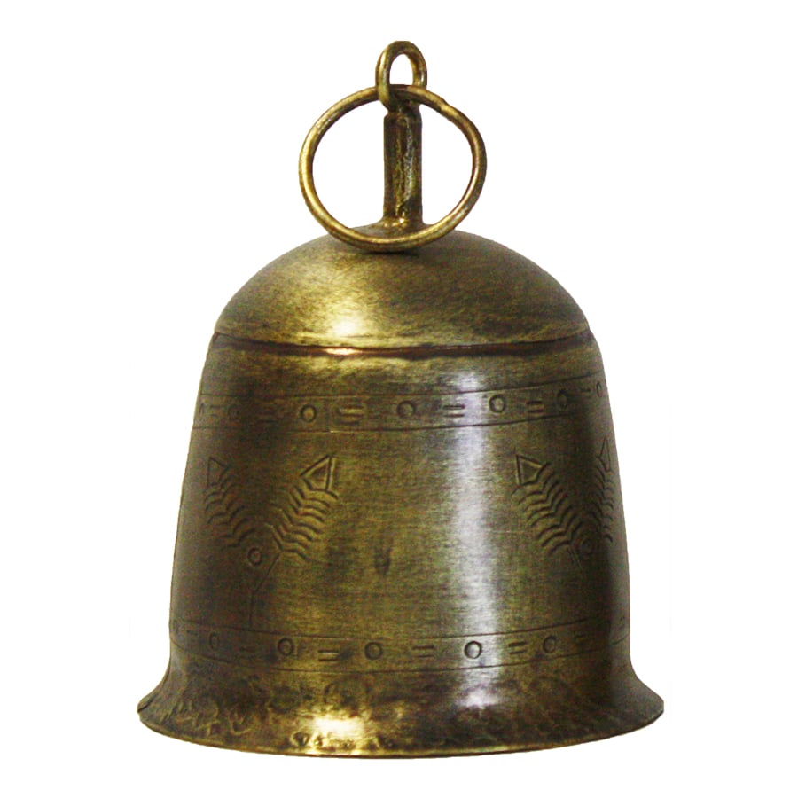 Large Antiq Gold Vintage Etched Bell 14cm