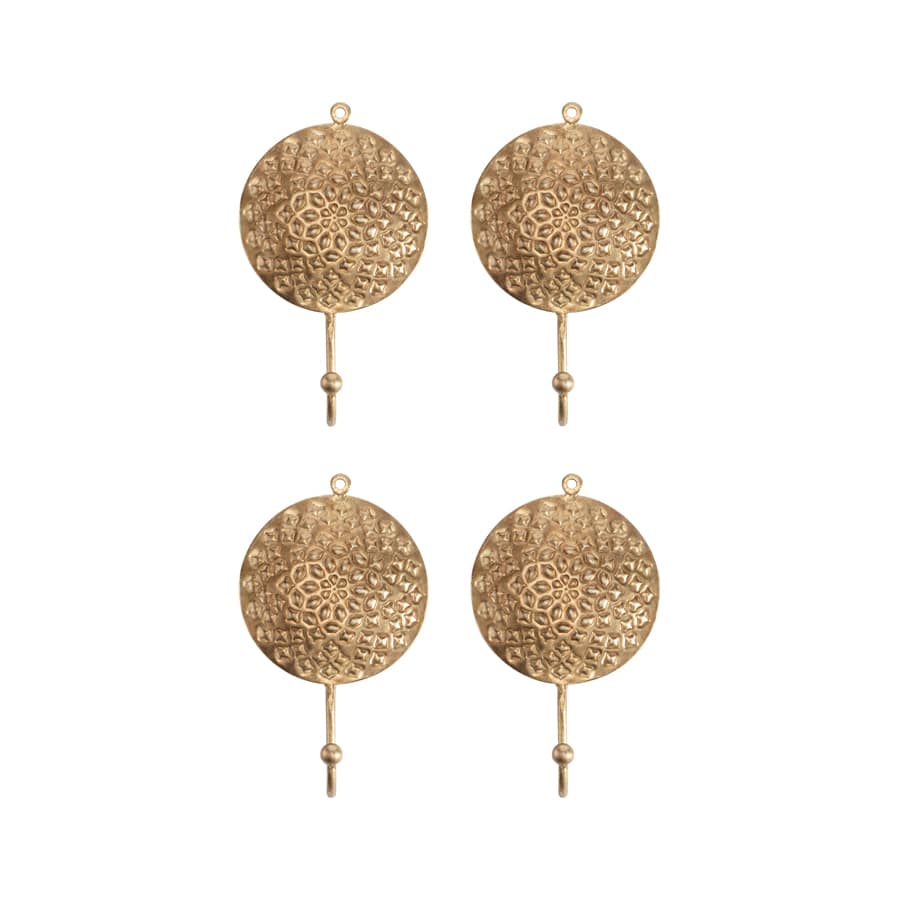 Set 4 Circular Mandala Wall Hooks 21cm
