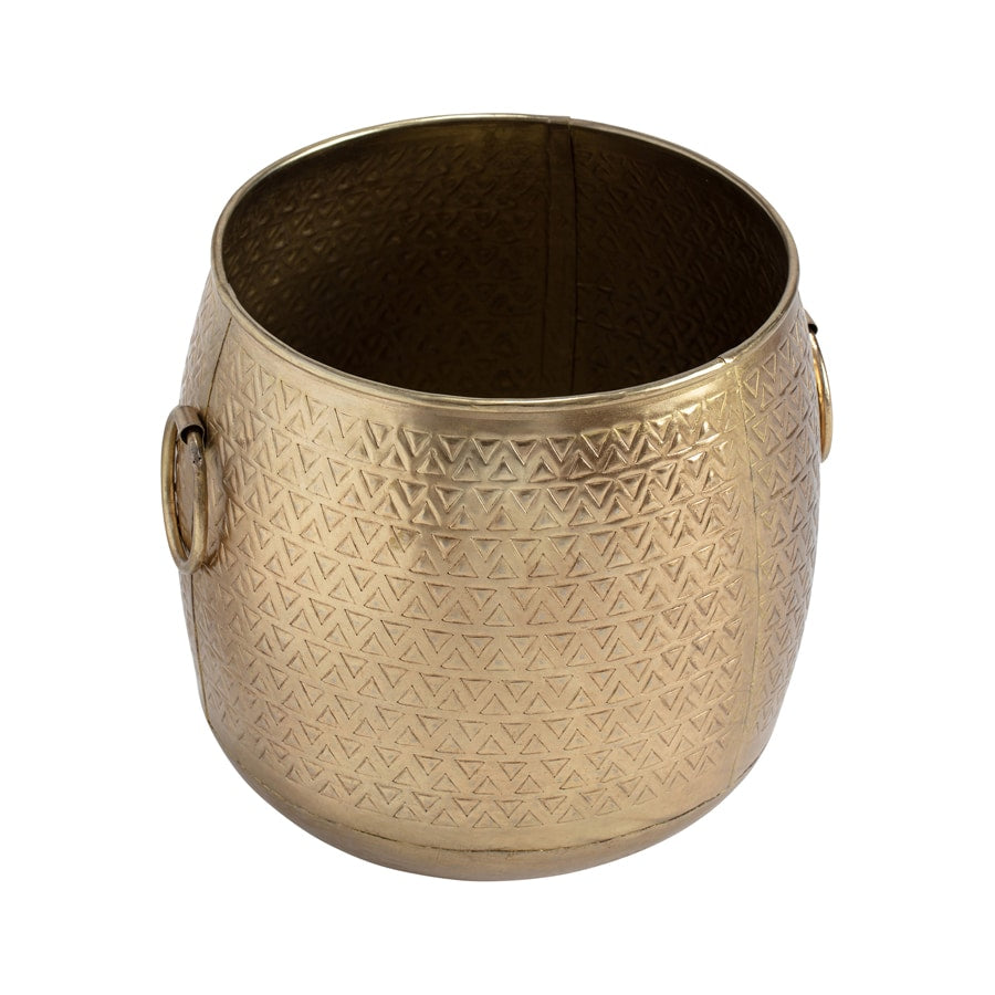 Handcrafted Pressed Metal Antique Gold Planter 20cm - Image 2