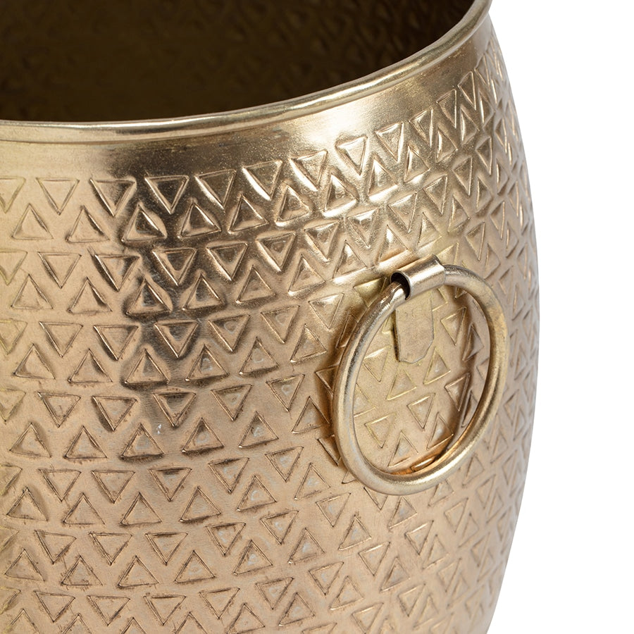 Handcrafted Pressed Metal Antique Gold Planter 20cm - Image 3
