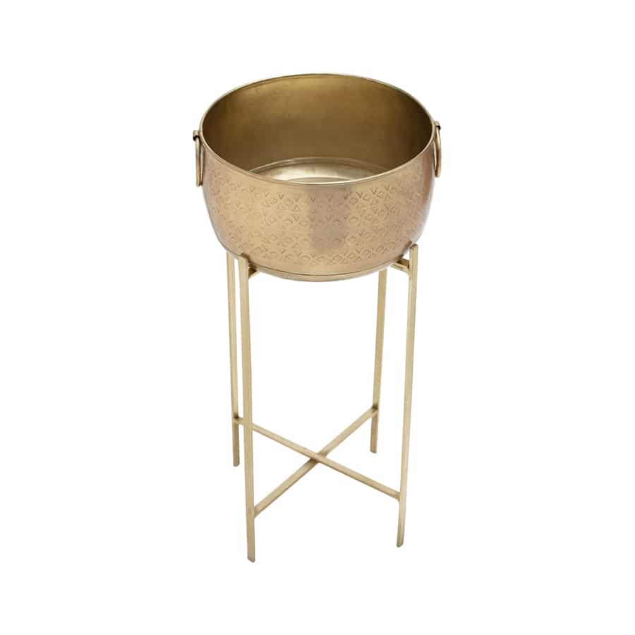 Handcrafted Antique Gold Stilted Planter 63cm