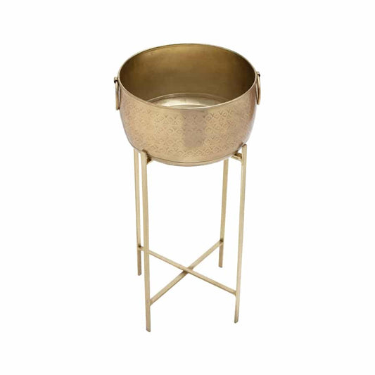 Handcrafted Antique Gold Stilted Planter 63cm