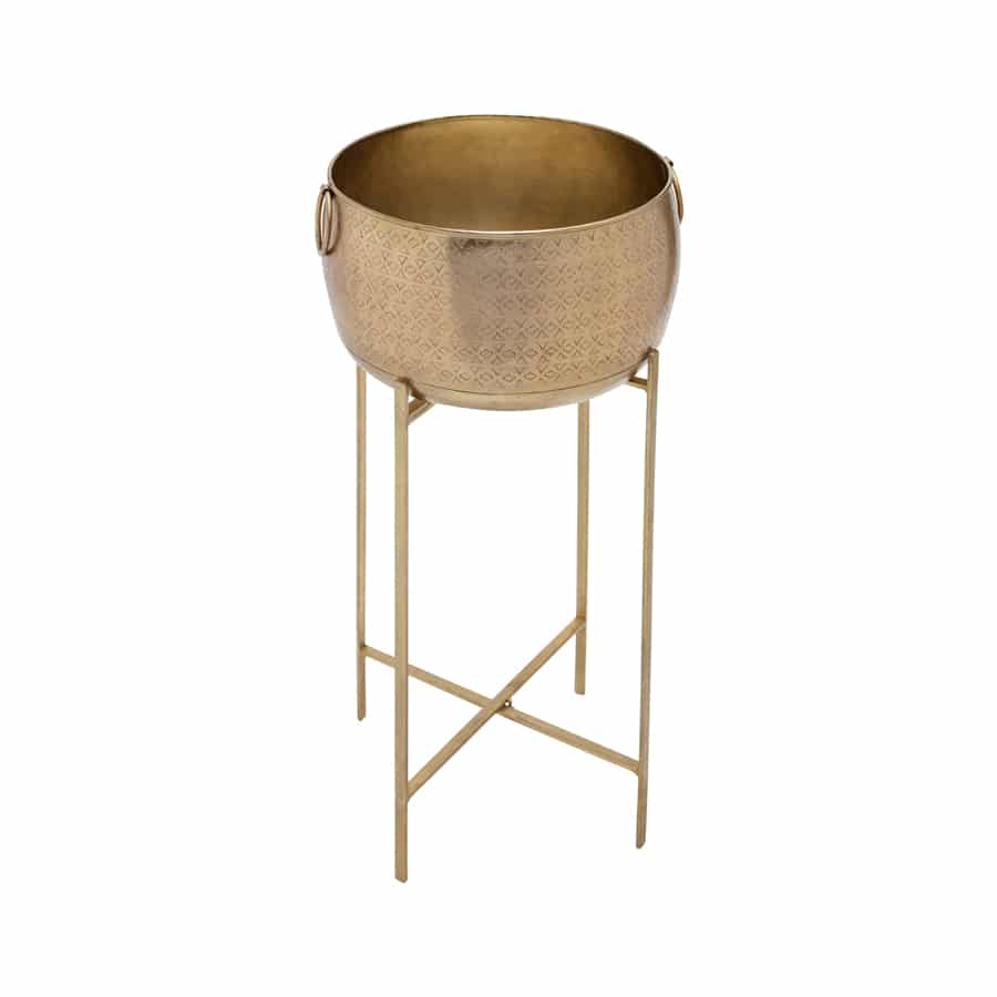 Handcrafted Antique Gold Stilted Planter 58cm