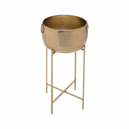Handcrafted Antique Gold Stilted Planter 58cm