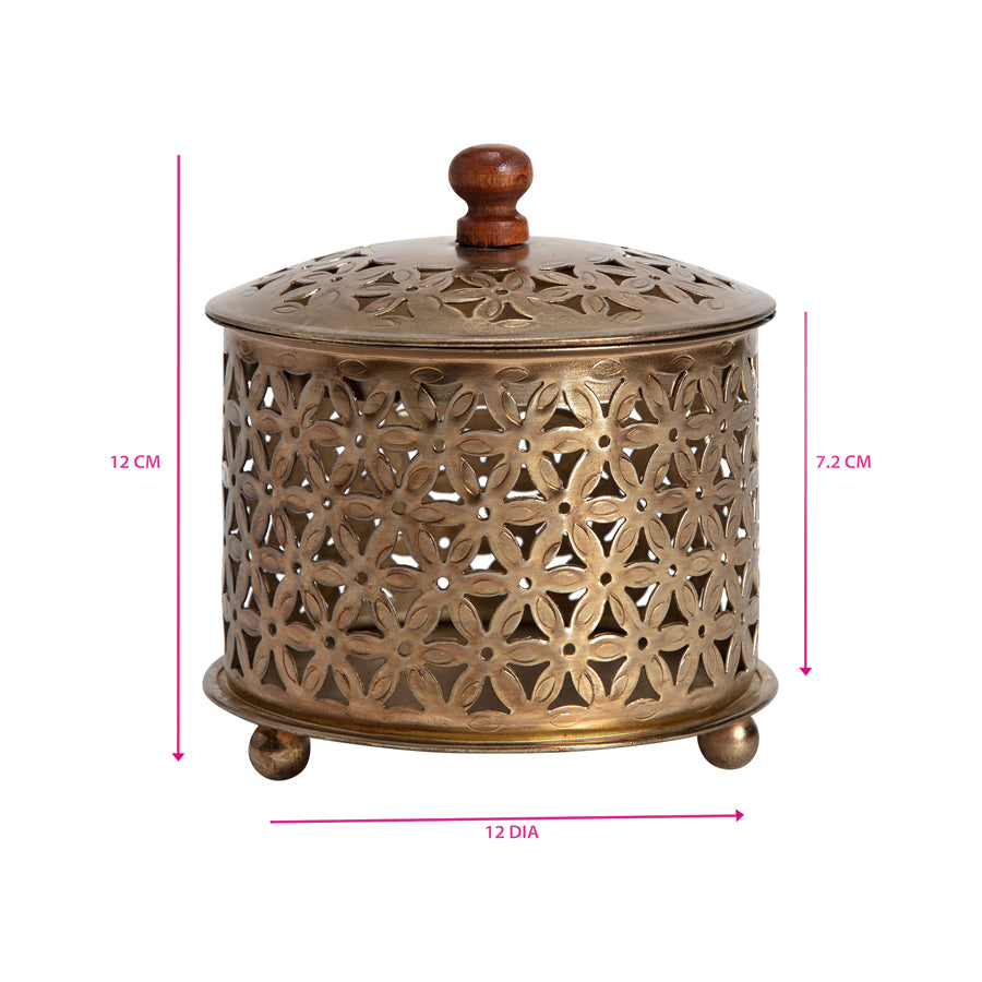 Handcrafted Round Punched Flower Box 12cm - Image 4
