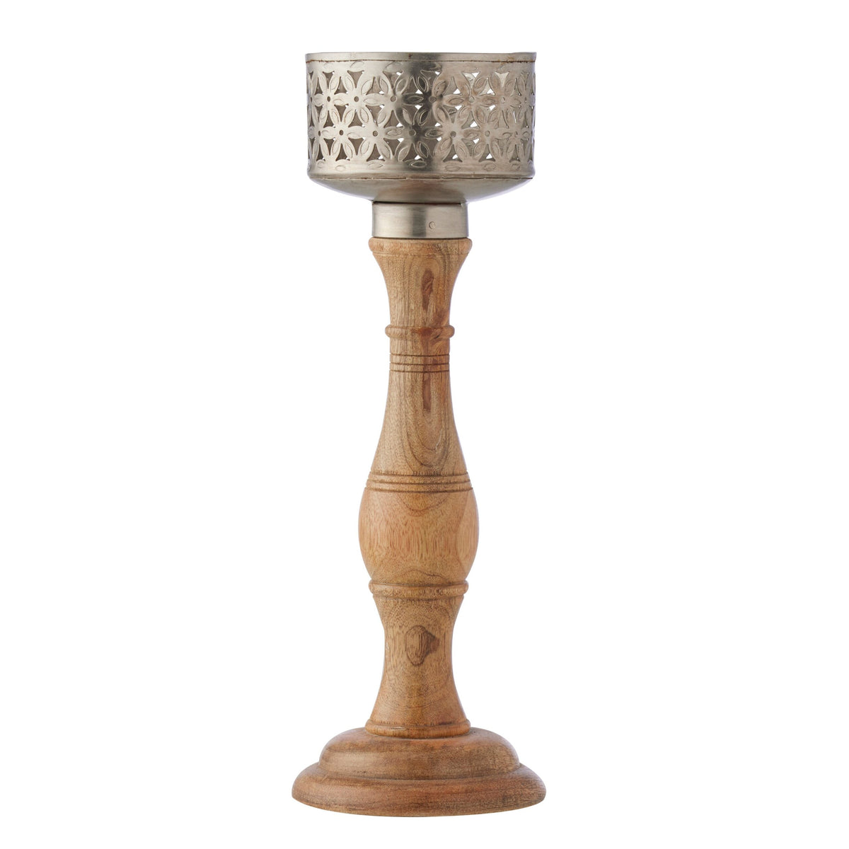 Handcrafted Punched Flower Pillar Candleholder 35cm