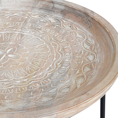 Set 2 Nested Handcrafted Mandala Mango Wood Side Tables 48x61cm - Image 2