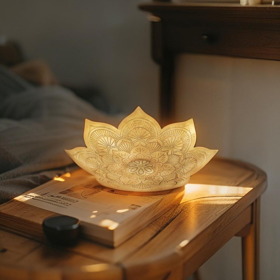 Handcrafted Metal Pressed Mandala Shape Bowl 28cm