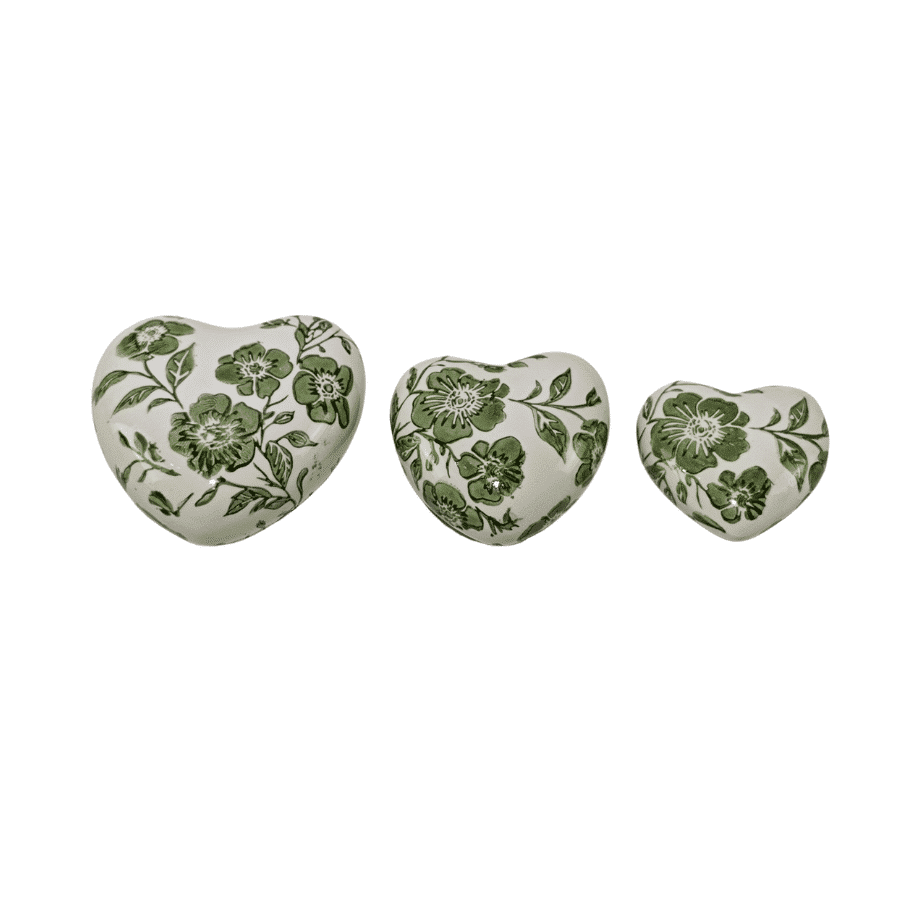 Set 3 Ass Size Green Leaf Hearts 10cm