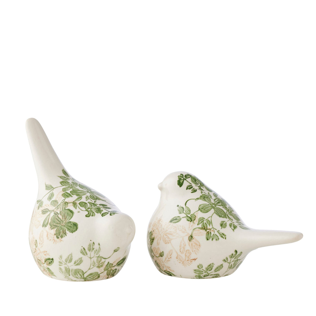 Set 2 Asst Size Green Leaf Birds 16cm
