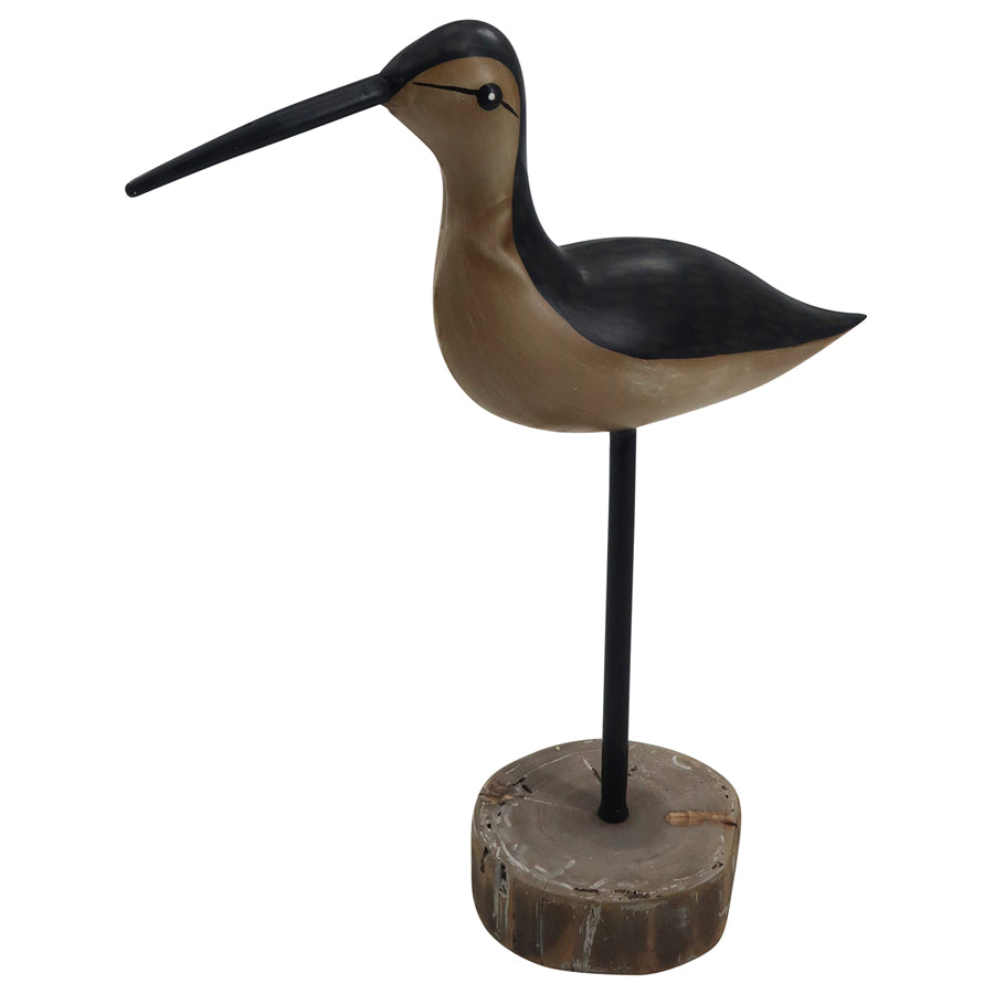 Bird with Black Plumage + Wood base Ornament 30x35cm