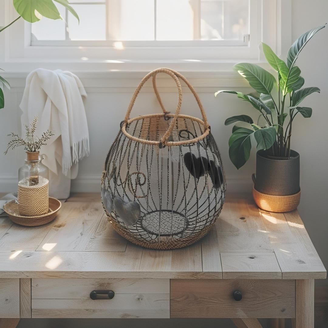 Round Tropea 'Love' Basket 25x22cm