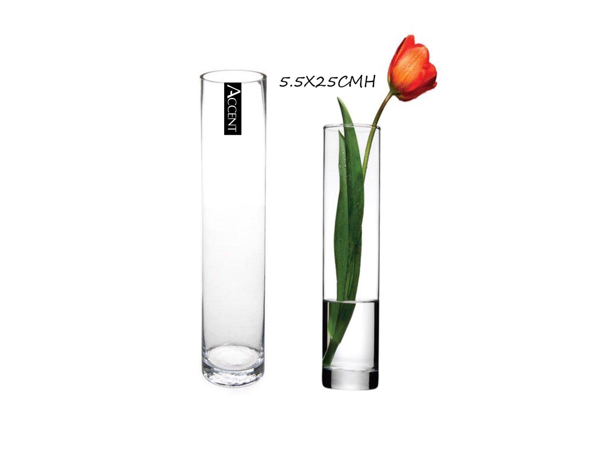 bulk 12 Glass Cylinder Vase 25cm